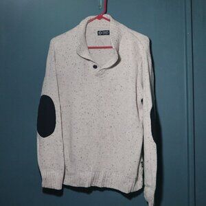 Heathered Cream Sweater from Chaps with black elbow patches